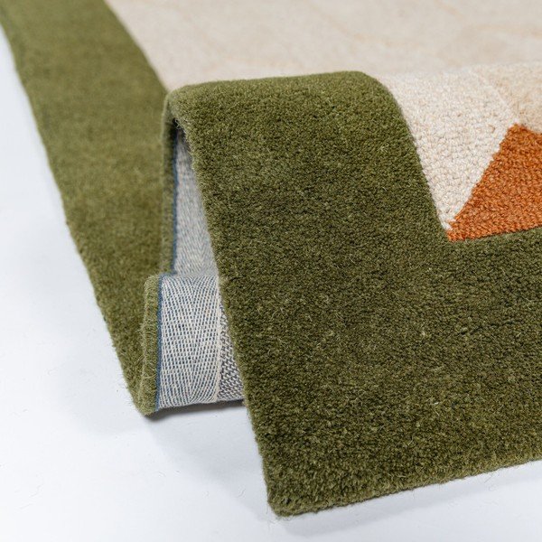 Zelený/v přírodní barvě ručně tkaný vlněný běhoun 60x230 cm Apex Border Wool – Flair Rugs-image-3