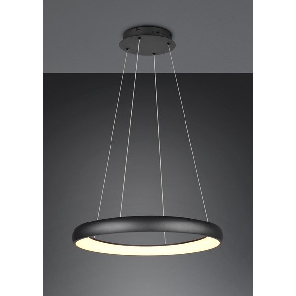 Černé LED stmívatelné závěsné svítidlo s kovovým stínidlem ø 75 cm Cardona – Trio-image-1