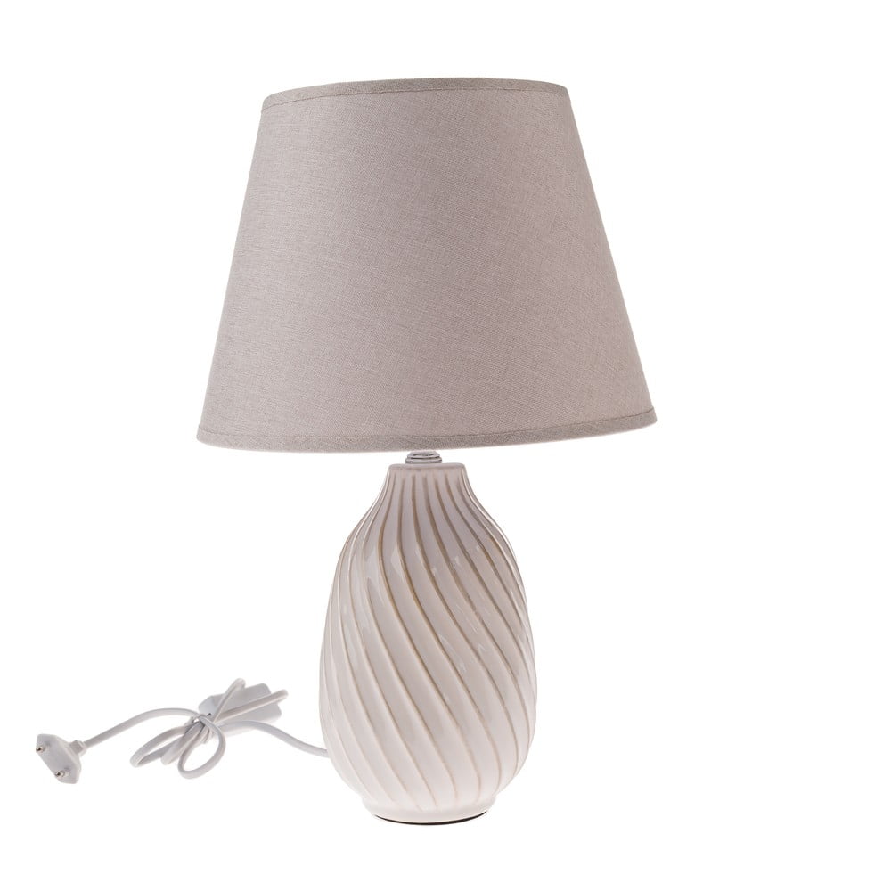 Šedá stolní lampa s textilním stínidlem (výška 38 cm) – Dakls