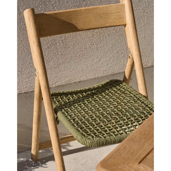 Dřevěná zahradní židle v zeleno-přírodní barvě Dandara – Kave Home-image-2