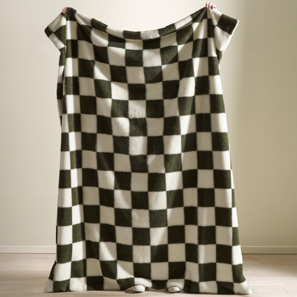 Bílá/zelená deka 130x170 cm Cosy Soft Checkerboard – Catherine Lansfield-image-1