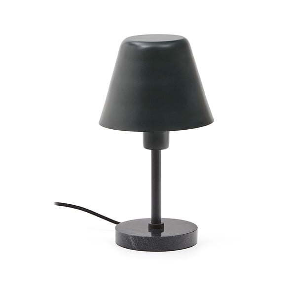 Tmavě zelená/černá mramorová stolní lampa s kovovým stínidlem (výška 32 cm) Calina – Kave Home