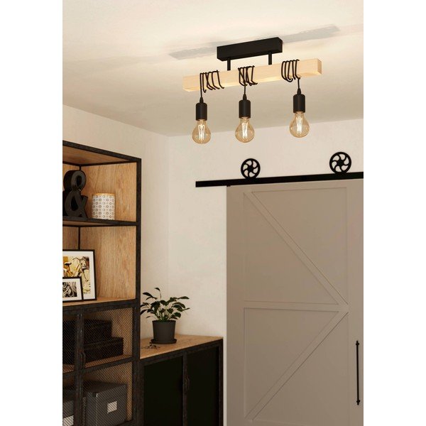 Závěsné svítidlo v černé a přírodní barvě TOWNSHEND – EGLO-image-1