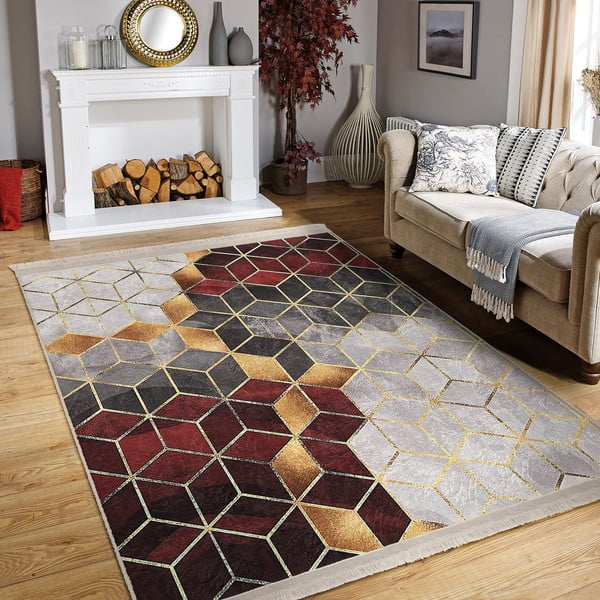 Šedo-vínový pratelný koberec 160x230 cm – Mila Home-image-1