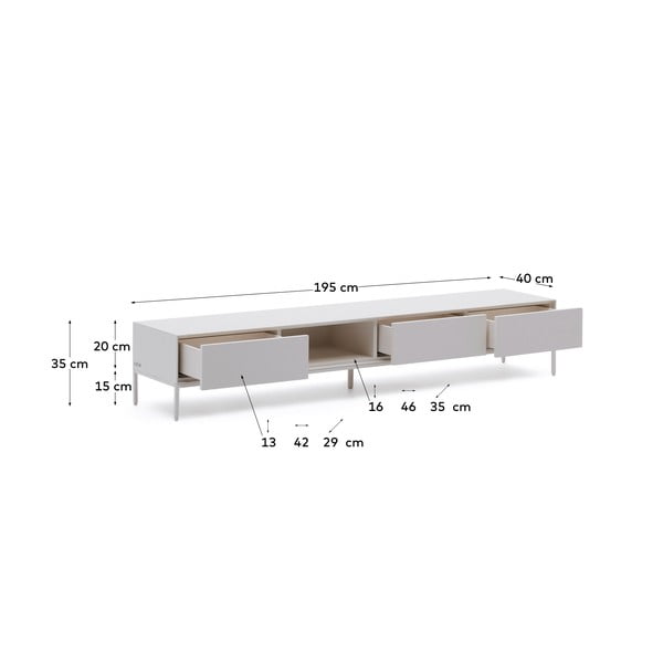 Bílý TV stolek 195x35 cm Vedrana – Kave Home-image-4