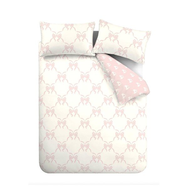Růžové povlečení na dvoulůžko 200x200 cm Pretty Bows – Catherine Lansfield