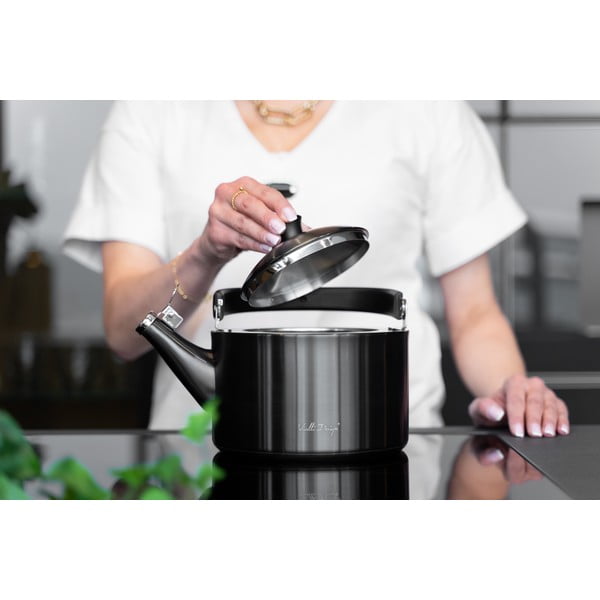 Černá varná konvice s pístem Vialli Design Diamante, 1,5 l-image-1