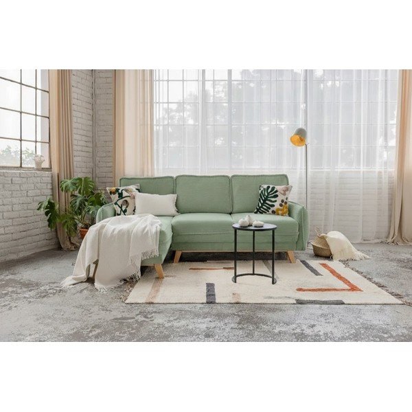 Světle zelená manšestrová rozkládací rohová pohovka (variabilní) Tori – Bonami Selection-image-1