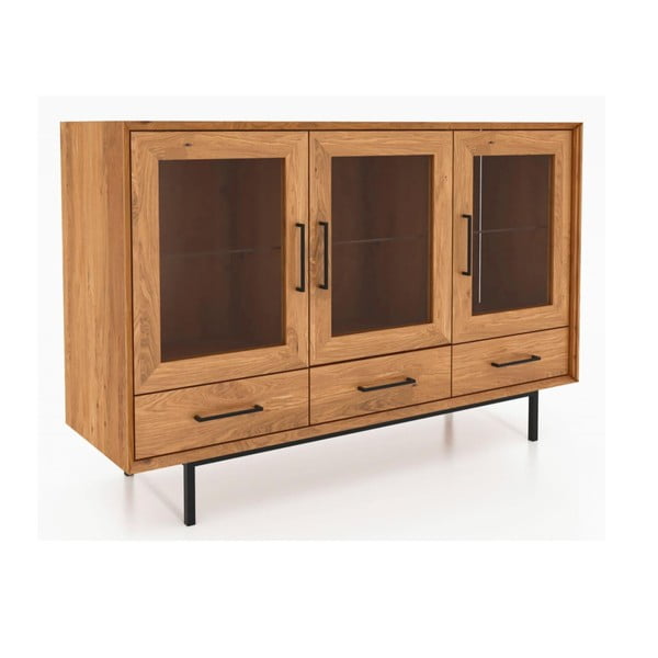Vitrína z dubového dřeva v přírodní barvě 144x95 cm Abies – The Beds-image-2