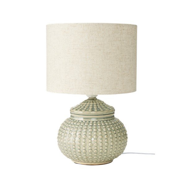 Šedá/béžová lněná stolní lampa (výška 39 cm) Niko – Ellos Home