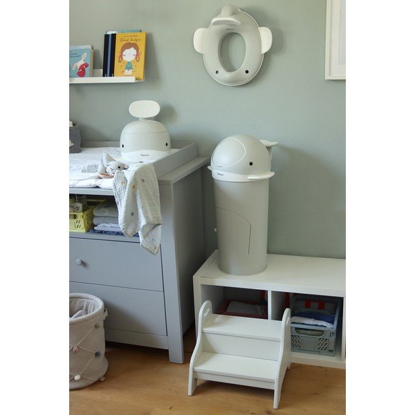 Světle šedý plastový odpadkový koš na pleny 25 l Whale – Kindsgut-image-1