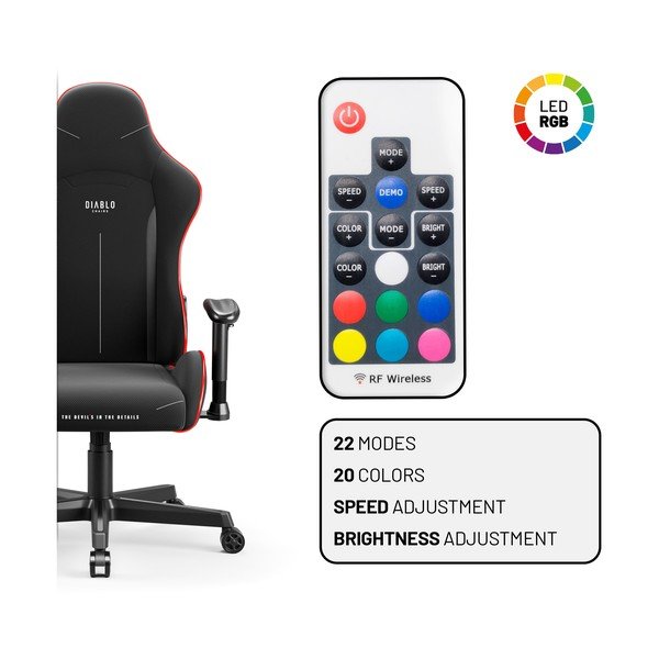 Černá herní židle X-Starter LED – Diablo Chairs-image-2