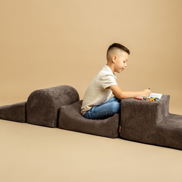 Khaki manšestrové pěnové hřiště 250x45x30 cm Montessori – Meowbaby-image-4