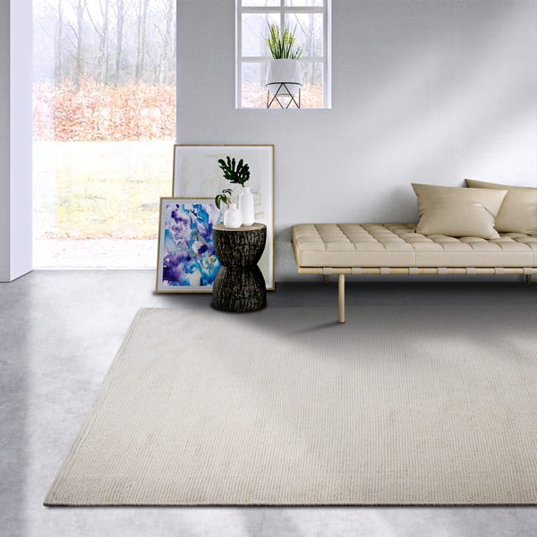 Krémový ručně tkaný koberec s příměsí vlny 80x150 cm Pradesh Natural White – Elle Decoration-image-1