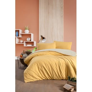Žluto-krémové bavlněné povlečení na dvoulůžko/prodloužené s prostěradlem 200x220 cm – Mila Home
