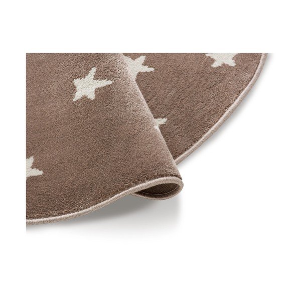 Hnědý kulatý koberec s hvězdami KICOTI Stars, ø 80 cm-image-1