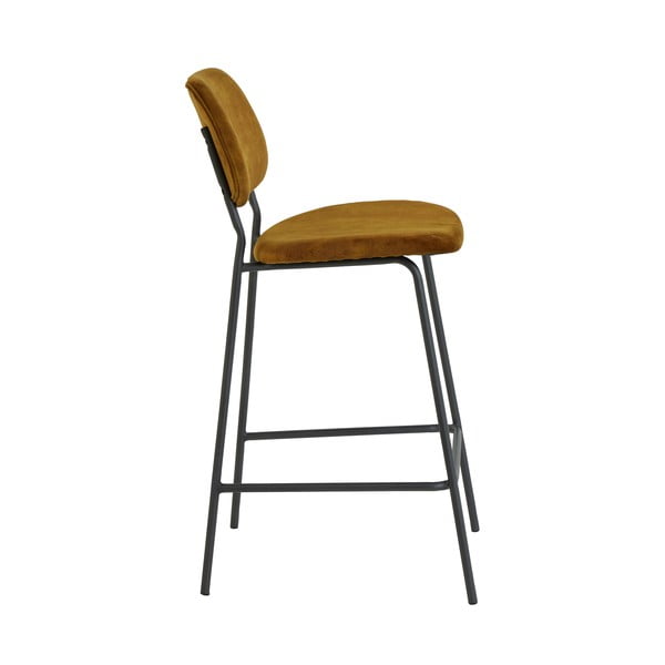 Sametová barová židle v hořčicové barvě 92 cm Emma – Light & Living-image-2