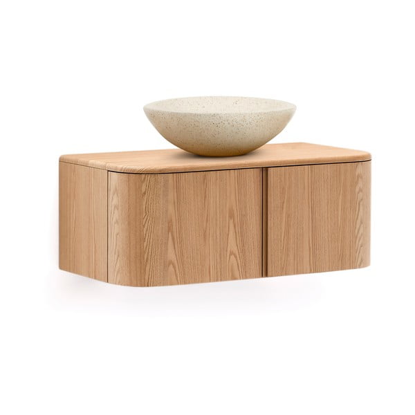 Závěsná skříňka pod umyvadlo v dekoru jasanu v přírodní barvě 90x35 cm Salaya – Kave Home-image-3