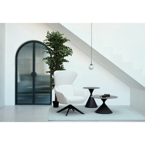 Černý kulatý konferenční stolek s deskou v dekoru mramoru ø 70 cm Joona – Bizzotto-image-1