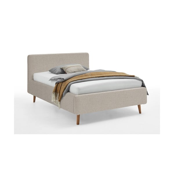 Béžová čalouněná dvoulůžková postel s úložným prostorem s roštem 140x200 cm Mattis – Meise Möbel-image-3