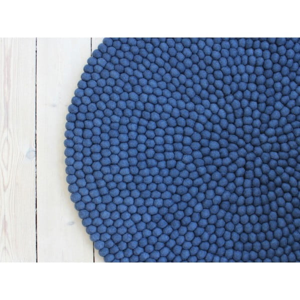 Modrý kuličkový vlněný koberec Wooldot Ball Rugs, ⌀ 200 cm
