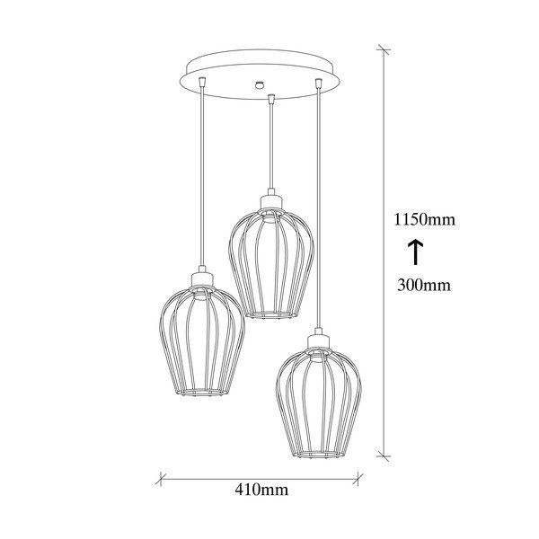 Černé závěsné svítidlo pro 3 žárovky Opviq lights Tel-image-3