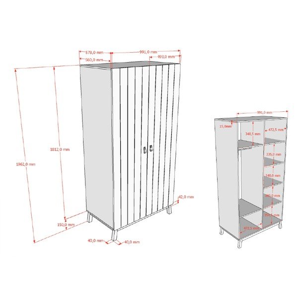 Béžová dětská šatní skříň 99x196x58 cm Sezane – Vipack-image-3