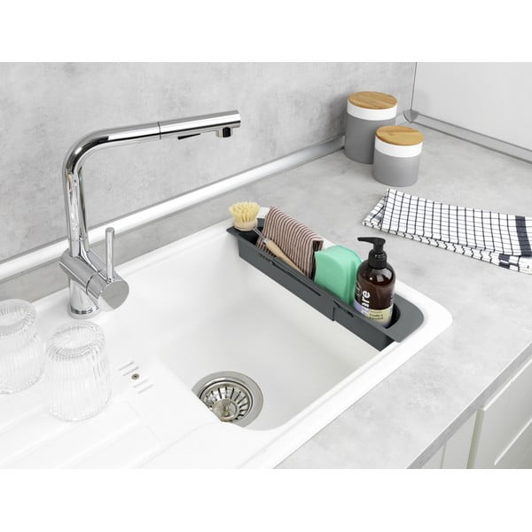 Šedý plastový teleskopický odkapávač do dřezu 49,5x8,5 cm Fino – Wenko-image-1