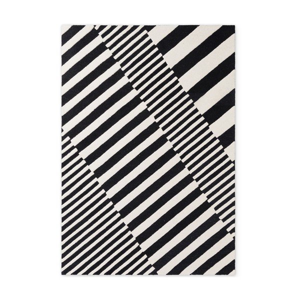 Černobílý ručně tkaný vlněný koberec 160x230 cm Stryve Flux – Elle Decoration