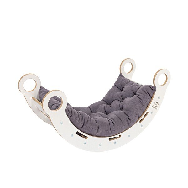 Bílá/šedá houpačka z borovicového dřeva 39x75x38 cm Montessori – Meowbaby-image-2