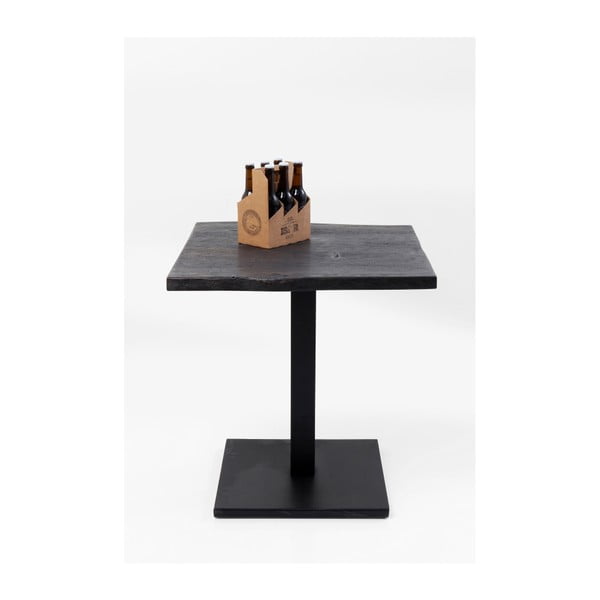 Černý jídelní stůl s deskou z akáciového dřeva Kare Design Nature, 70 x 70 cm