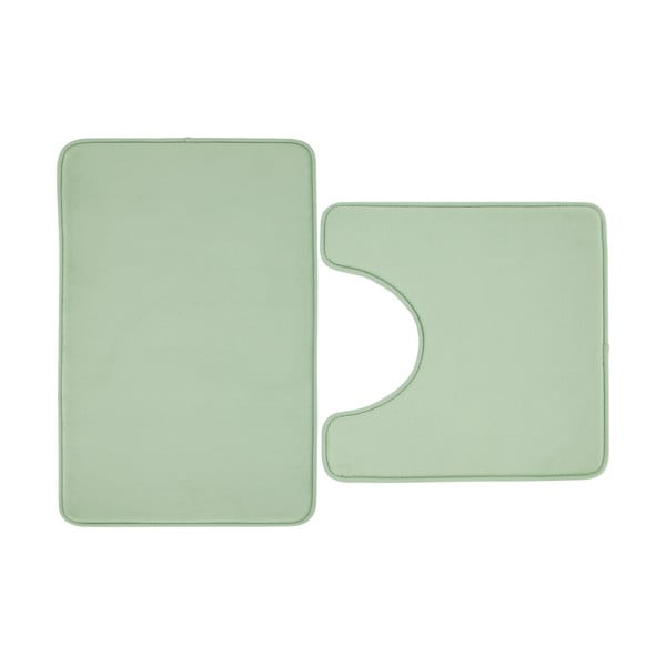 Světle zelené WC koupelnové předložky z paměťové pěny v sadě 2 ks 50x80 cm Anti-Bacterial – Catherine Lansfield