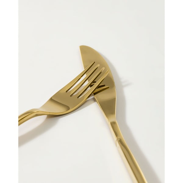 Nerezový příbor 16 ks ve zlaté barvě Lite – Kave Home-image-2