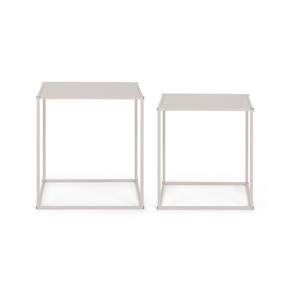 Béžové kovové konferenční stolky v sadě 2 ks 38x38 cm Alrik – Yes Everyday-image-3