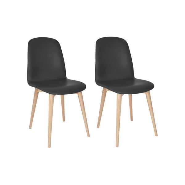 Sada 2 antracitově černých jídelních židlí s nohami z masivního dubového dřeva WOOD AND VISION Classic