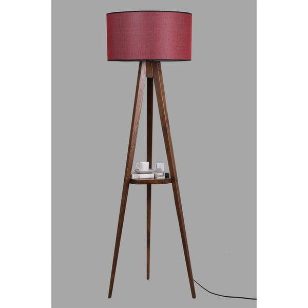 Červeno-hnědá stojací lampa s textilním stínidlem (výška 153 cm) Sehbalı Tripod – Opviq lights-image-2