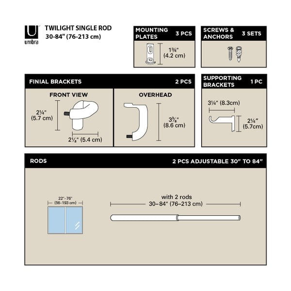 Ocelová roztažitelná garnýž 76 - 213 cm Twilight – Umbra-image-4