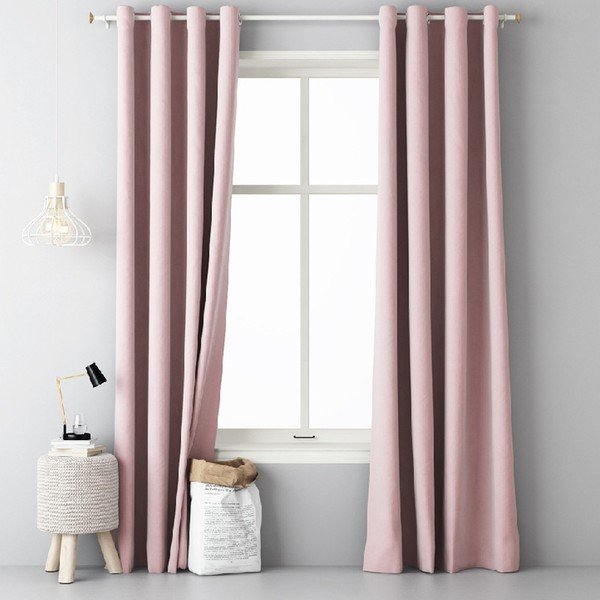 Pudrově růžový závěs Slowdeco Laura, 140 x 250 cm