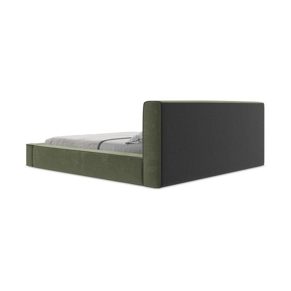 Zelená čalouněná dvoulůžková postel s úložným prostorem s roštem 160x200 cm Noho – Makamii-image-2