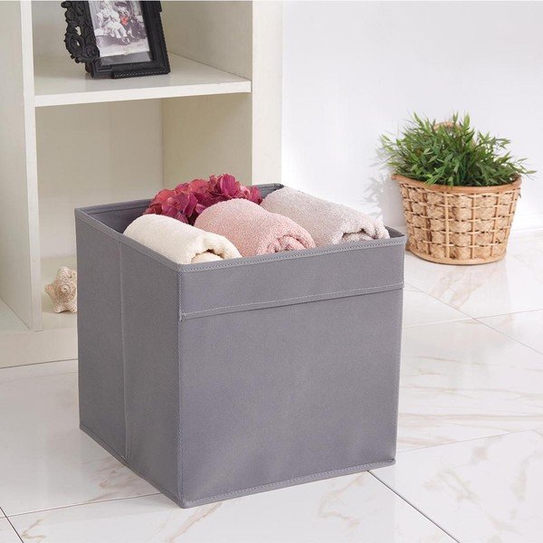 Šedý látkový úložný box 30x30x30 cm – Mioli Decor-image-1