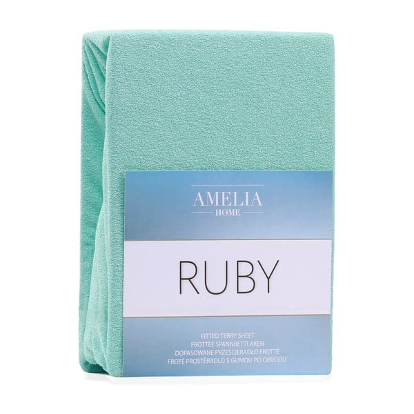 Mátově zelené elastické prostěradlo s vysokým podílem bavlny AmeliaHome Ruby, 80/90 x 200 cm-image-2