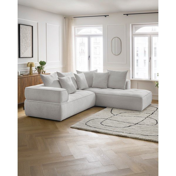 Světle šedá žinylková rohová pohovka (pravý roh/do L) Whesley – Bobochic Paris-image-1