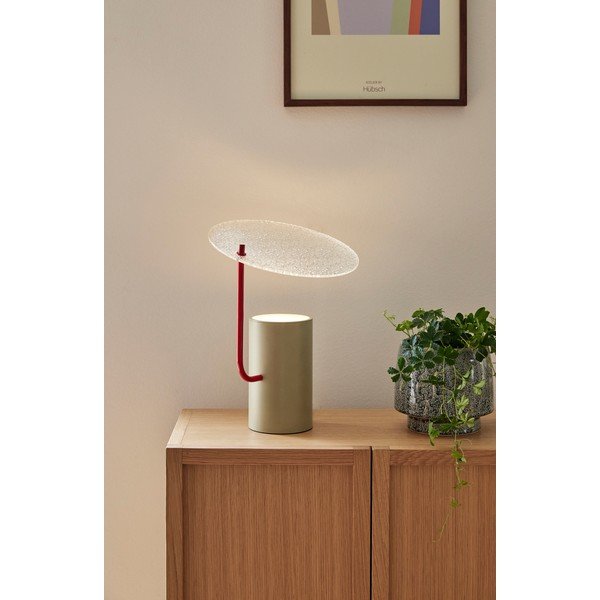 Khaki stolní lampa se skleněným stínidlem (výška 35 cm) Disc – Hübsch-image-3