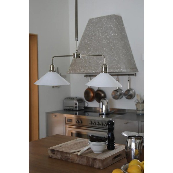 Bílé/v mosazné barvě kovové závěsné svítidlo se skleněným stínidlem Vela – Markslöjd-image-1