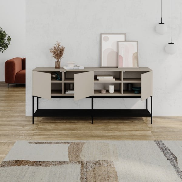 Černo-krémová komoda 180x80x40 cm Amira – Marckeric-image-3