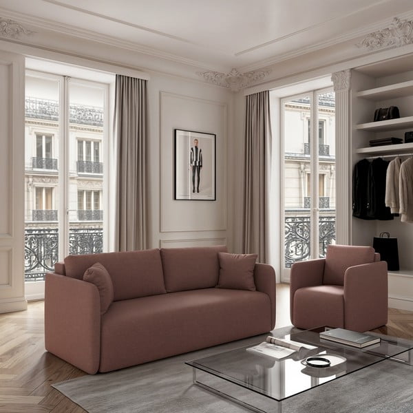 Růžová rozkládací pohovka 220 cm Chaum – Rodier-image-1