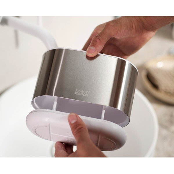 Stojan na zubní kartáčky z nerezové oceli ve stříbrné barvě Duo Steel – Joseph Joseph-image-3