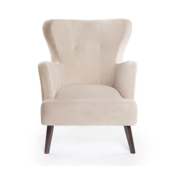 Béžové sametové křeslo ušák Noemye – Bonami Selection-image-2