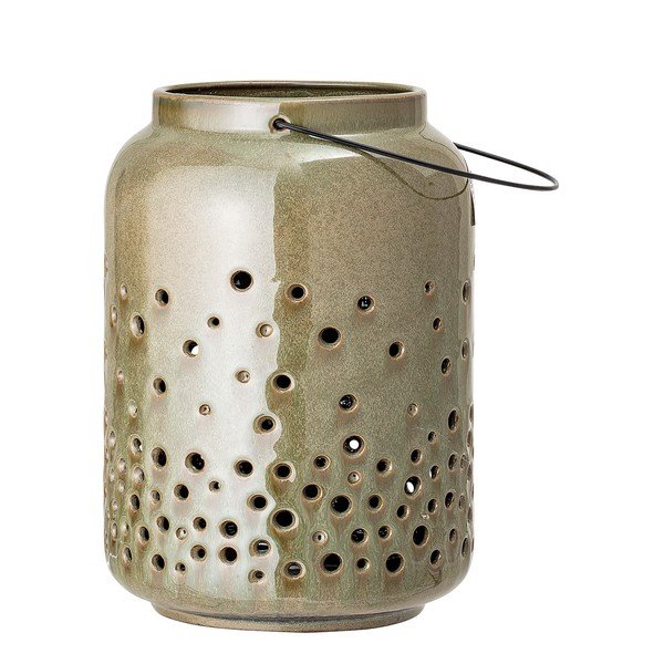 Zelená kameninová lucerna Bloomingville Wade, výška 26,5 cm-image-2