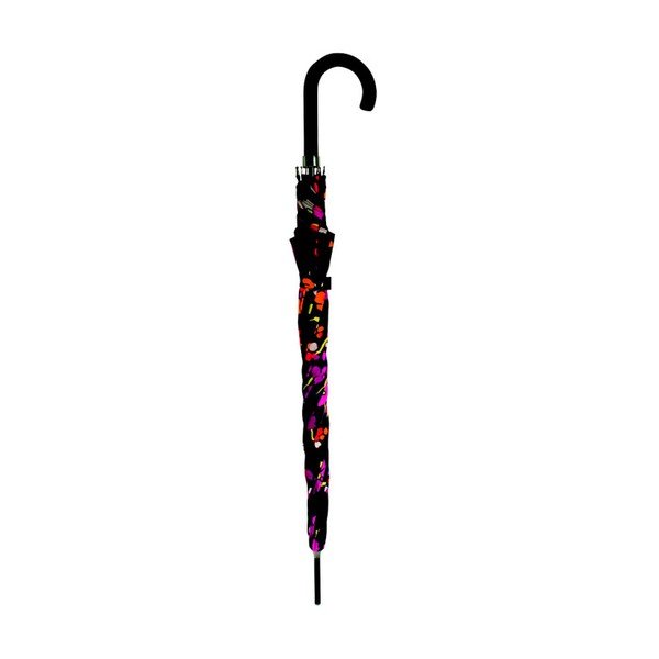 Černý holový deštník s barevnými detaily Flower, ⌀ 116 cm-image-1